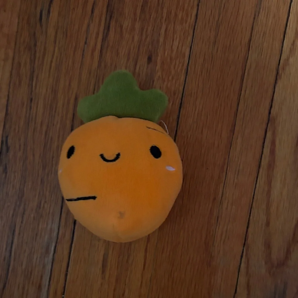 Orange and Green Stuffed Carrot Toy HAS SMALL STAIN - Picture 1 of 2